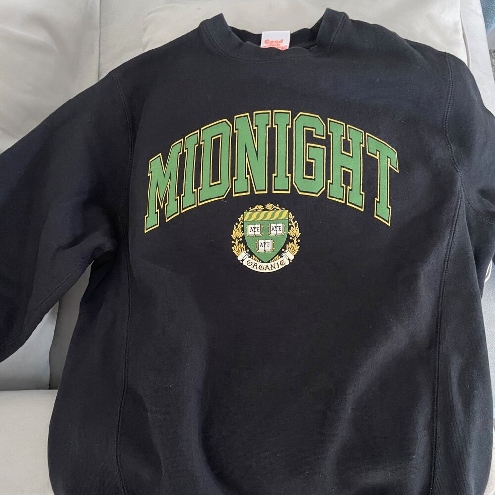 Midnight Organic - M - Collegiate Seal Crewneck Sweatshirt